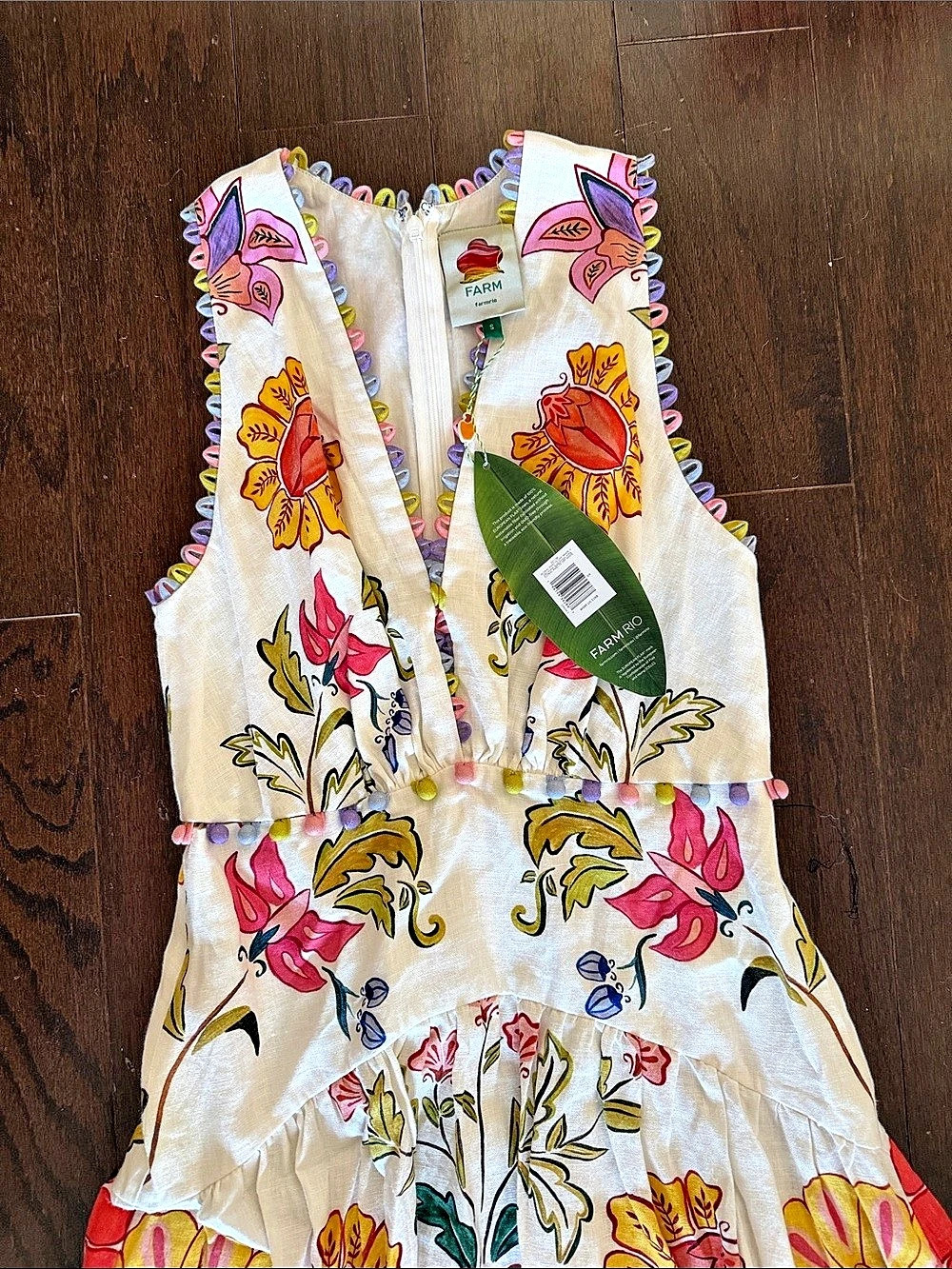 Farm Rio Off-White Flora Tile Scallop Maxi Dress - Picture 4 of 4